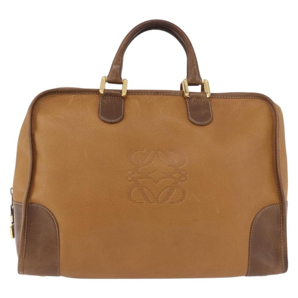 Loewe Anagram Leather Boston Bag Brown